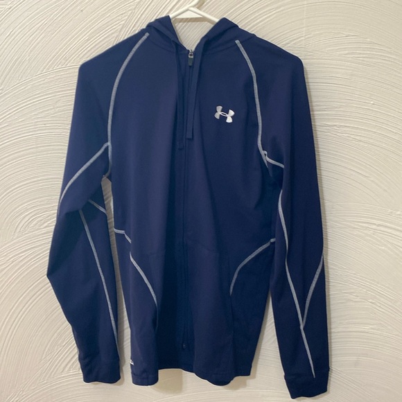 Under Armour full zip up jacket small long sleeve blue women's coat heat gear - Picture 1 of 6